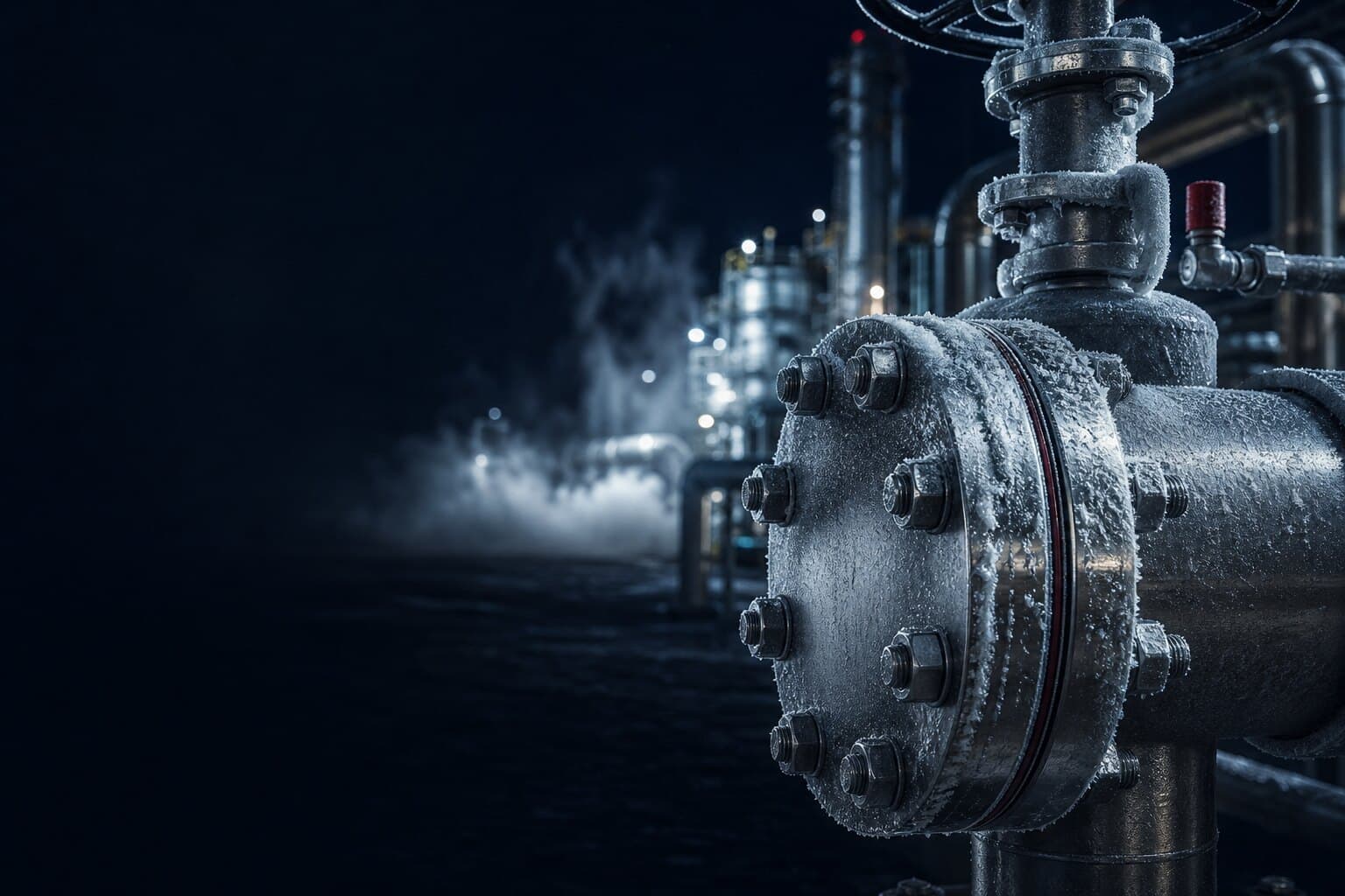 Cryogenic LNG process equipment with insulated cold-box pipework
