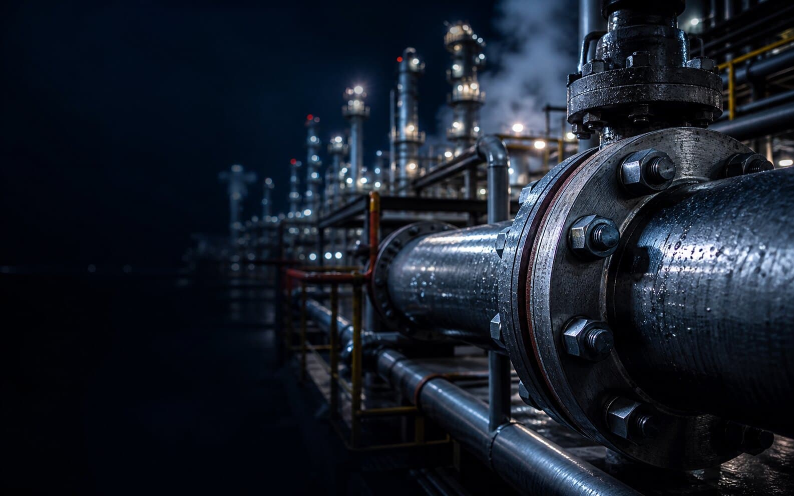 Refinery process flanges sealed with spiral-wound gaskets